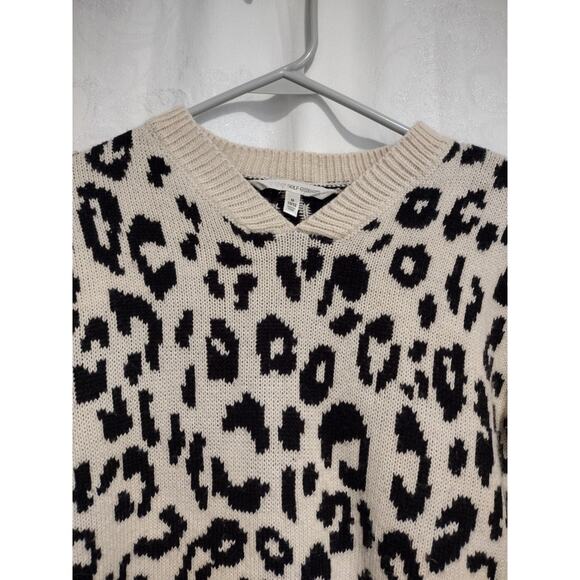 Self Esteem Medium Leopard Print Cropped Sweater Black Cream Y2K Animal Chic - Picture 3 of 7